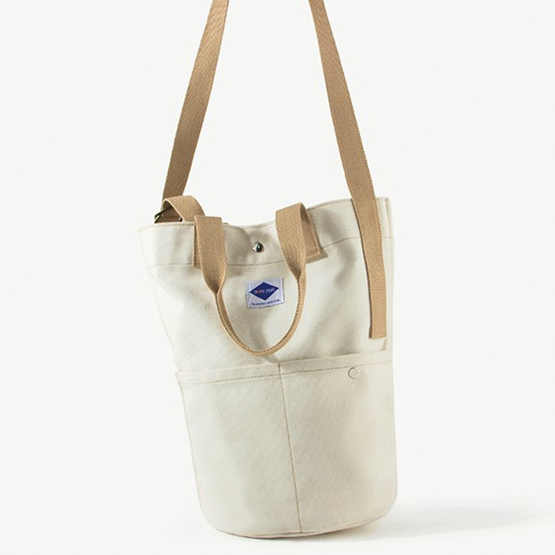 One-shoulder ins large capacity Korean fashion simple student bucket bag canvas messenger bag with adjustable strap
