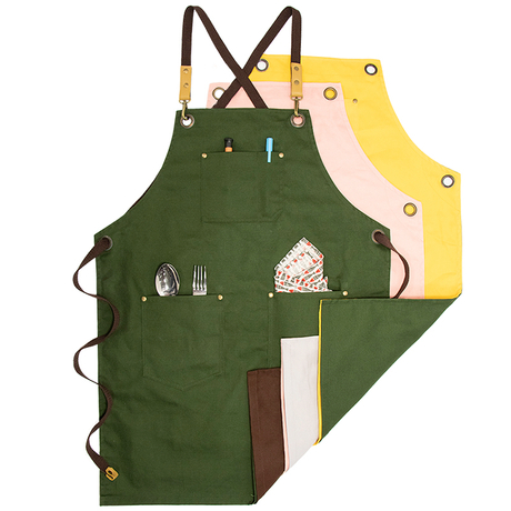 Flower gardening design work apron multi colors twill canvas double side apron cotton canvas kitchen apron