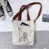Japanese style cartoon silkscreen 16oz thick canvas portable diagonal bag 