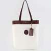 New Arrival Original Design Lady Handbag White Canvas Tote Bag with Card Case