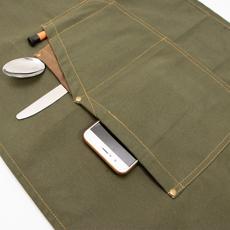 Strong wear resistant 16oz polyester cotton canvas double-sides colors design apron with wedden strap