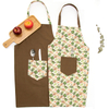 Fashion printing polyester cotton couple apron for kitchen cooking