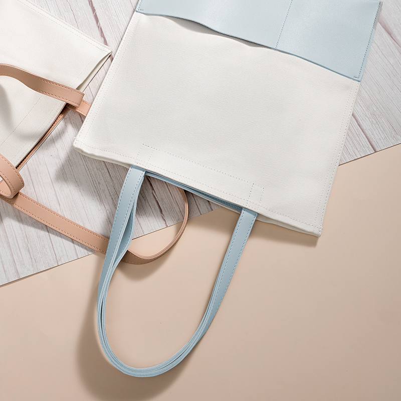 Eco friendly canvas fabric female shoulder portable supermarket storage shopping bag