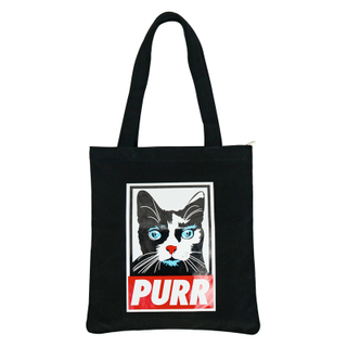 Fashion heat transfer printing animal pattern cute funny black leisure tote shoulder bag for ladies
