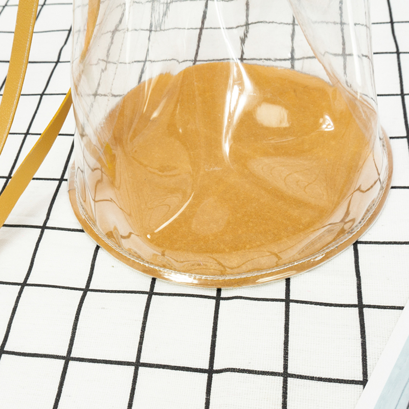 Transparent PVC material and pu leather material stitching drawstring bag fashion lightweight shoulder bag