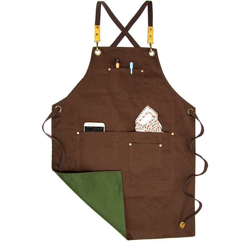Flower gardening design work apron multi colors twill canvas double side apron cotton canvas kitchen apron