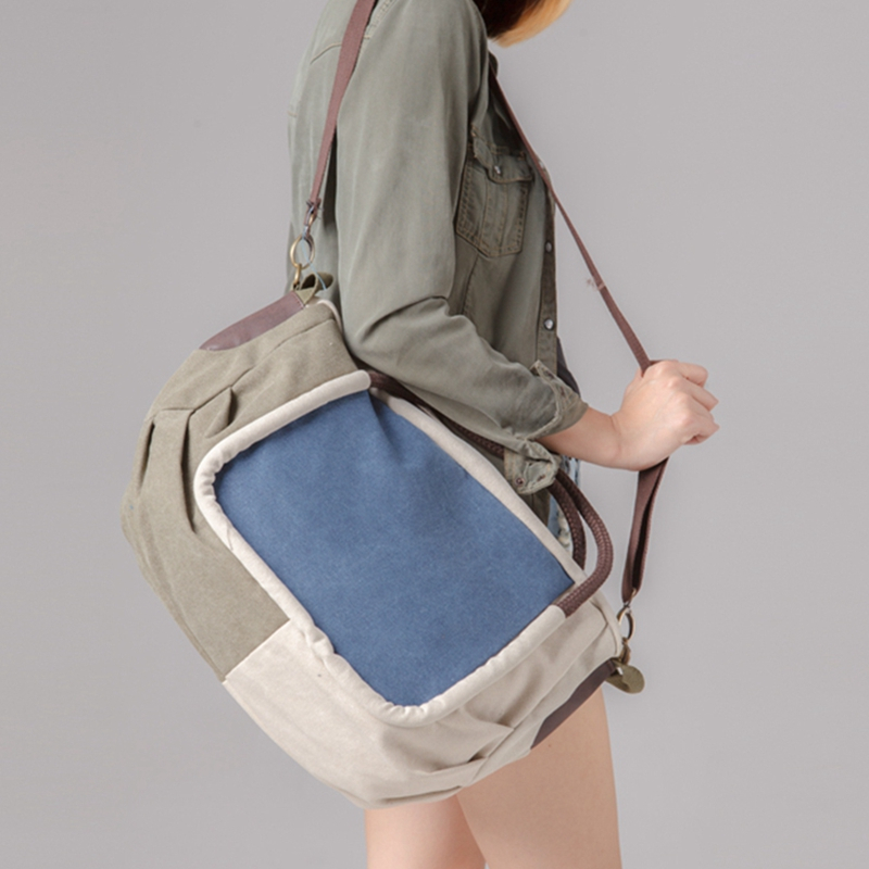 Retro portable fashion large capacity waxed canvas diagonal bag women's shoulder travel bag