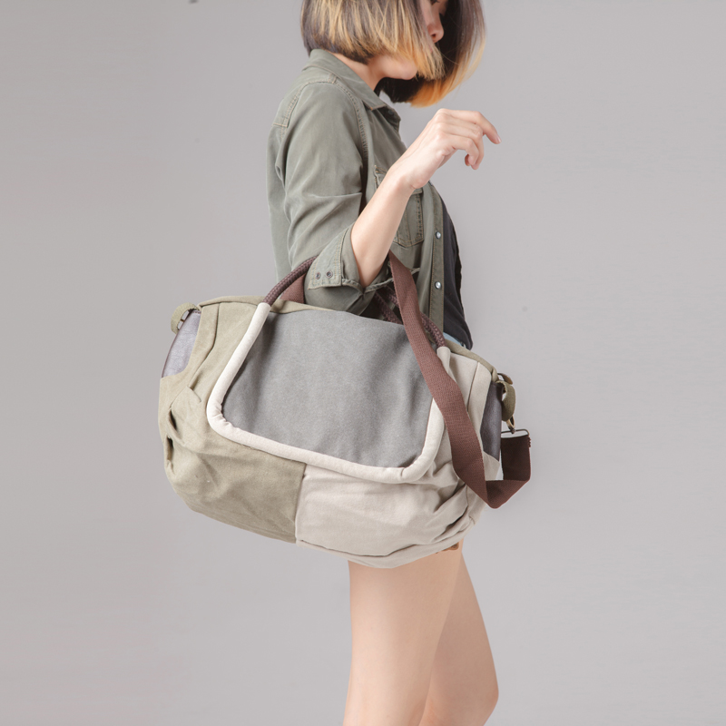 Retro portable fashion large capacity waxed canvas diagonal bag women's shoulder travel bag