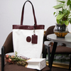 New Arrival Original Design Lady Handbag White Canvas Tote Bag with Card Case