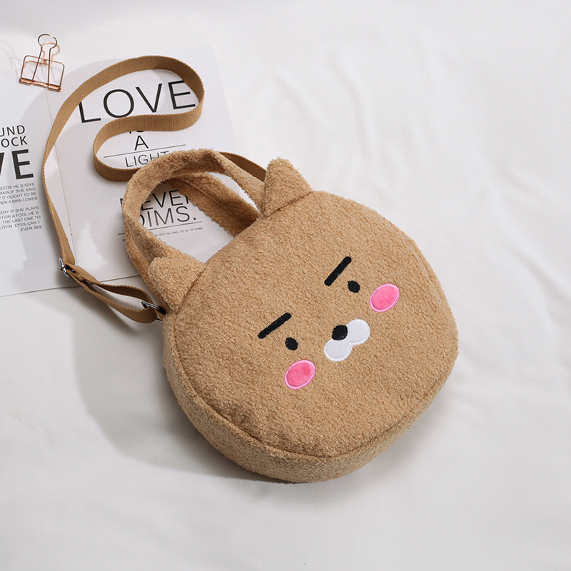 Ins cartoon plush messenger bag female cute chic student girl shoulder bag