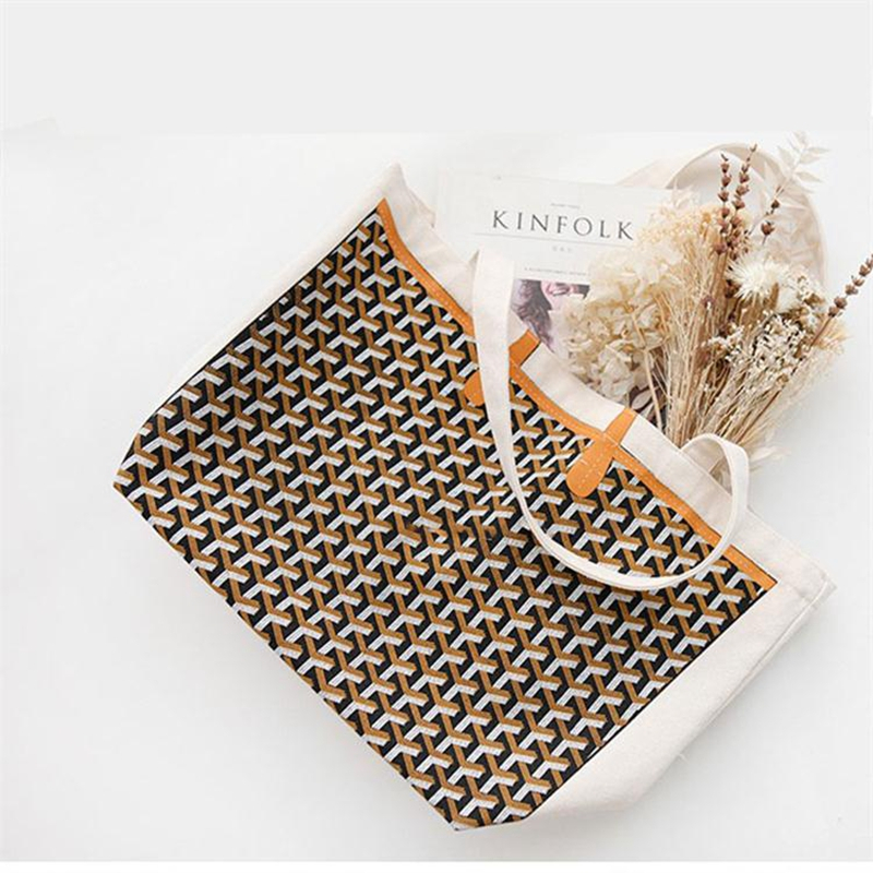 Korean version of ins style canvas female shoulder bag large capacity portable printing shopping bag