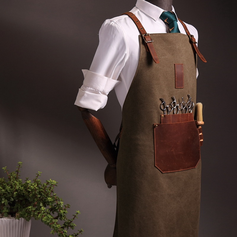 Hair professional technician service work apron barista floral antifouling canvas apron