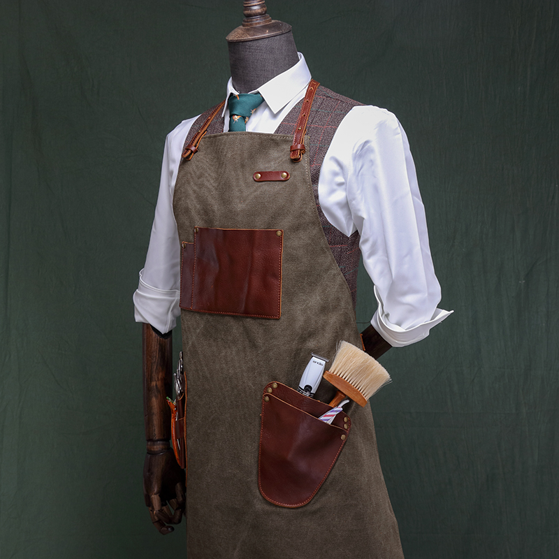 genuine leather denim apron (2)