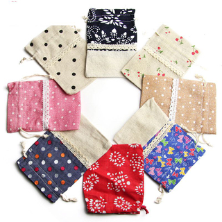 Exquisite Vintage Cotton And Linen Small Cloth Bag Drawstring Pocket Jewelry Gift Bag