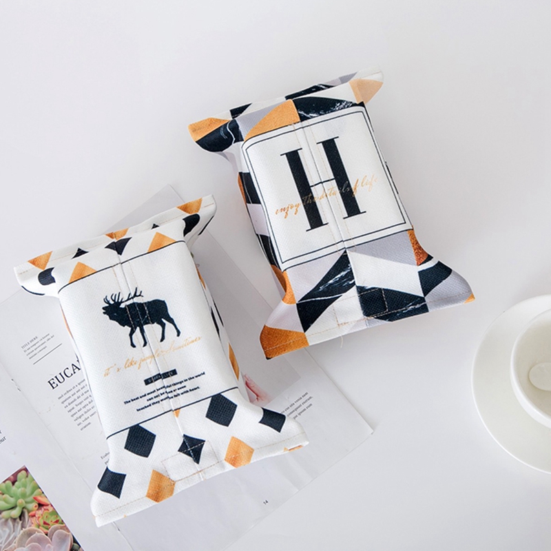 Hot sale cotton and linen fabric car and home use folding tissue box covers