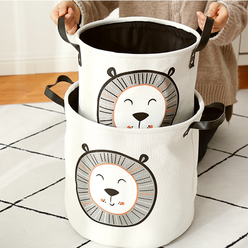 Lovely Cartoon Cotton And Linen Family USES Bath Dirty Clothes Can Fold Cloth Art To Receive Bucket