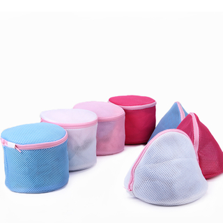 Round mesh washing bags folding mesh laundry bag with zipping for clothes