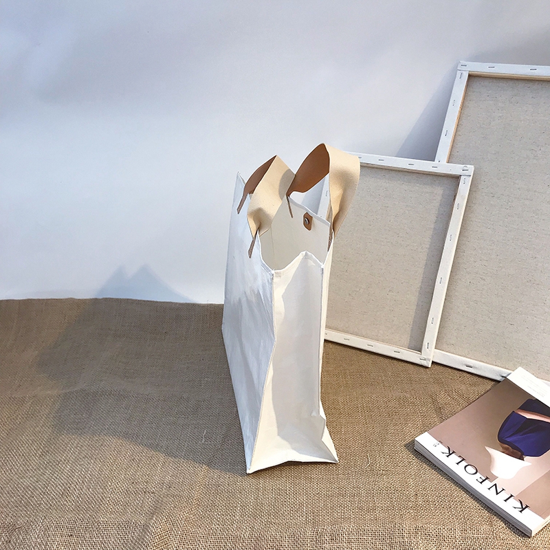 Ins new solid color woven bag large capacity waterproof and environmentally friendly shopping bag