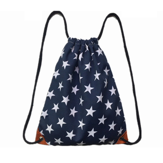 New star printing polyester cloth drawstring bag outdoor sports travel bag