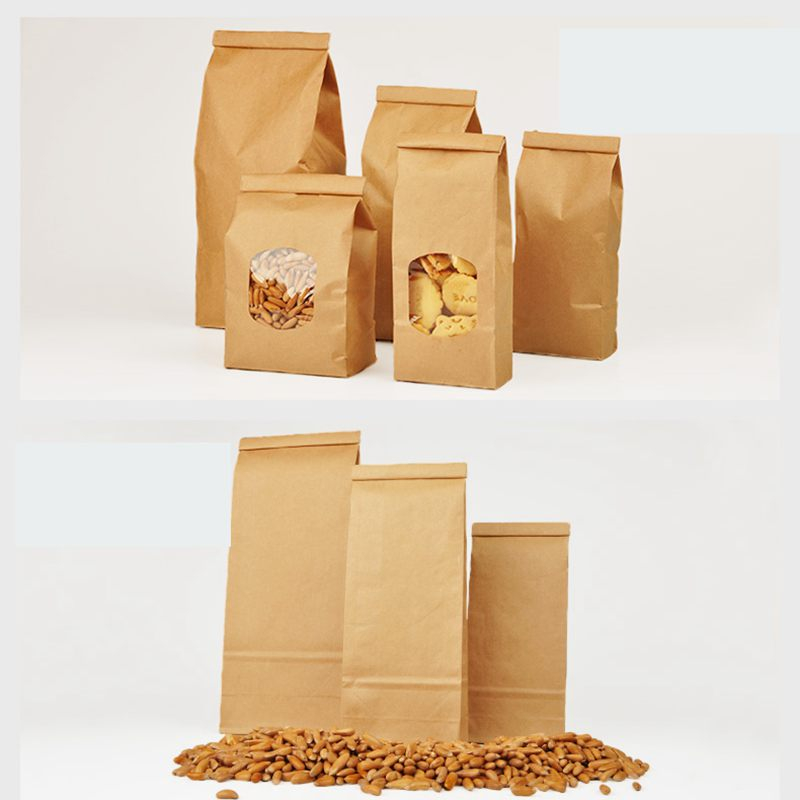 Multifunctional Kraft Paper Bag Ziplock Bag Tea Delivery Convenient Transparent Bag