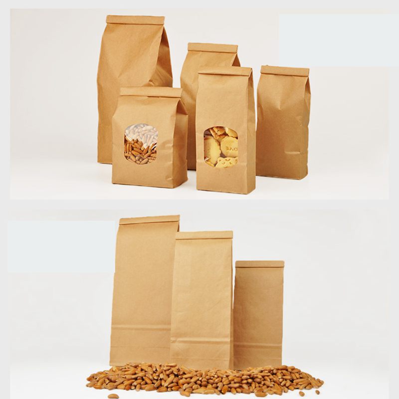 Multifunctional Kraft Paper Bag Ziplock Bag Tea Delivery Convenient Transparent Bag