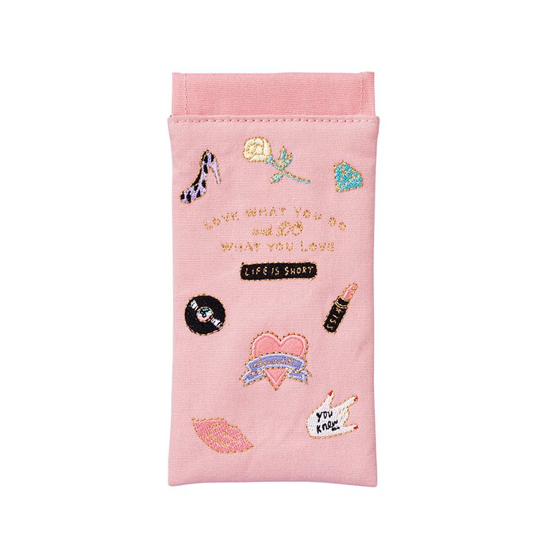 Japanese style embroidered pattern eyeglasses bag earphone digital small items multifunctional storage pouch