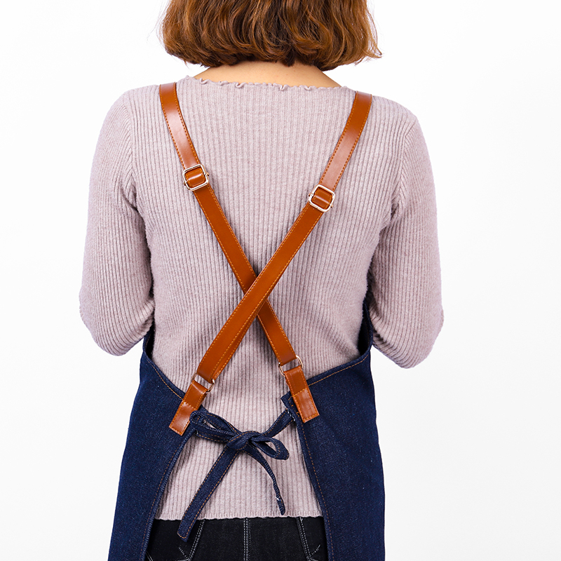 Custom logo fashion restaurant cafe baking overalls adult denim apron