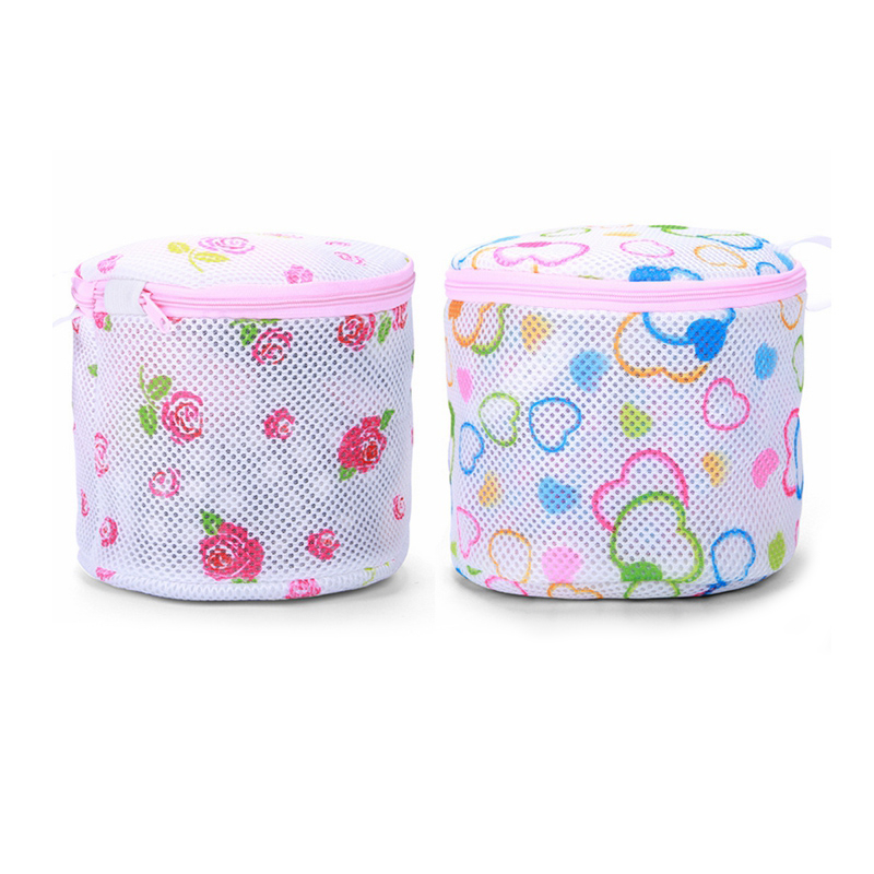 Round mesh washing bags folding mesh laundry bag with zipping for clothes