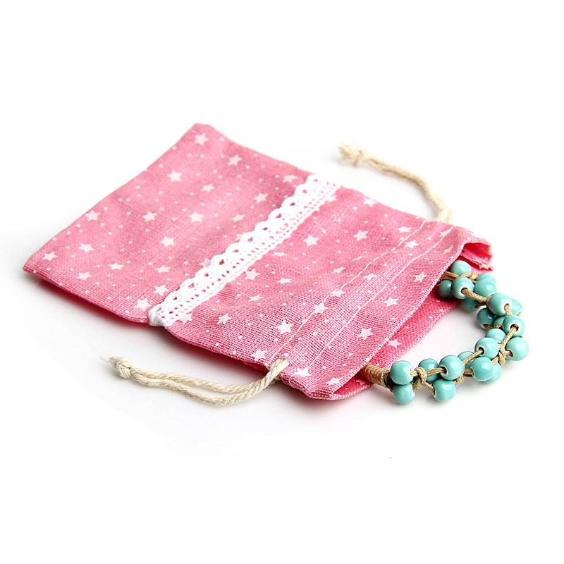 Exquisite Vintage Cotton And Linen Small Cloth Bag Drawstring Pocket Jewelry Gift Bag