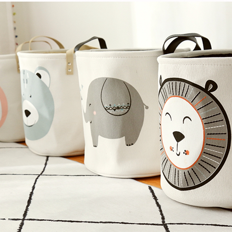 Lovely Cartoon Cotton And Linen Family USES Bath Dirty Clothes Can Fold Cloth Art To Receive Bucket