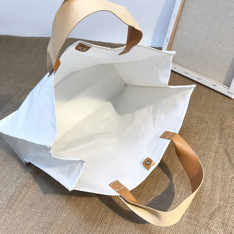 Ins new solid color woven bag large capacity waterproof and environmentally friendly shopping bag