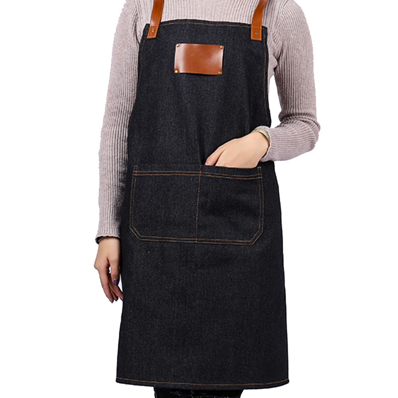 Custom logo fashion restaurant cafe baking overalls adult denim apron