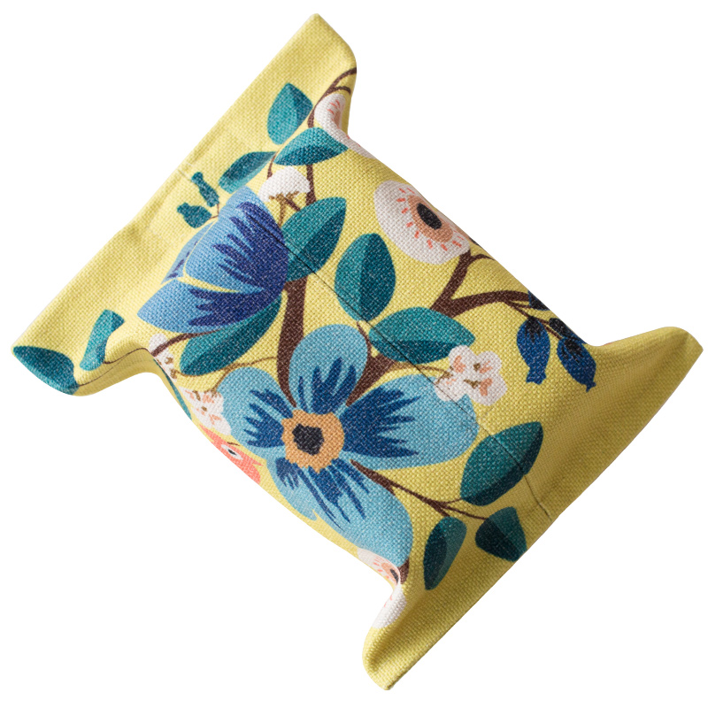 Hot sale desktop durable eco friendly linen cloth tissue box cover for living room