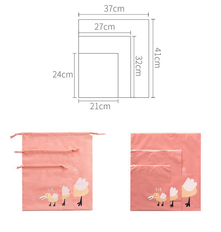 Waterproof travel clothing packing bag zipper drawstring mouth packing bag