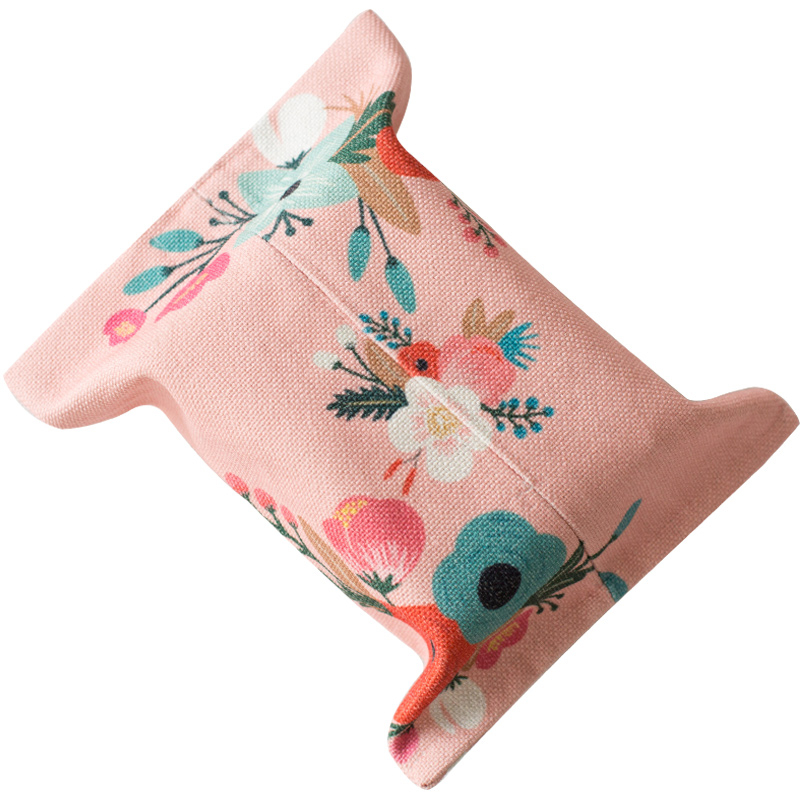 Hot sale desktop durable eco friendly linen cloth tissue box cover for living room