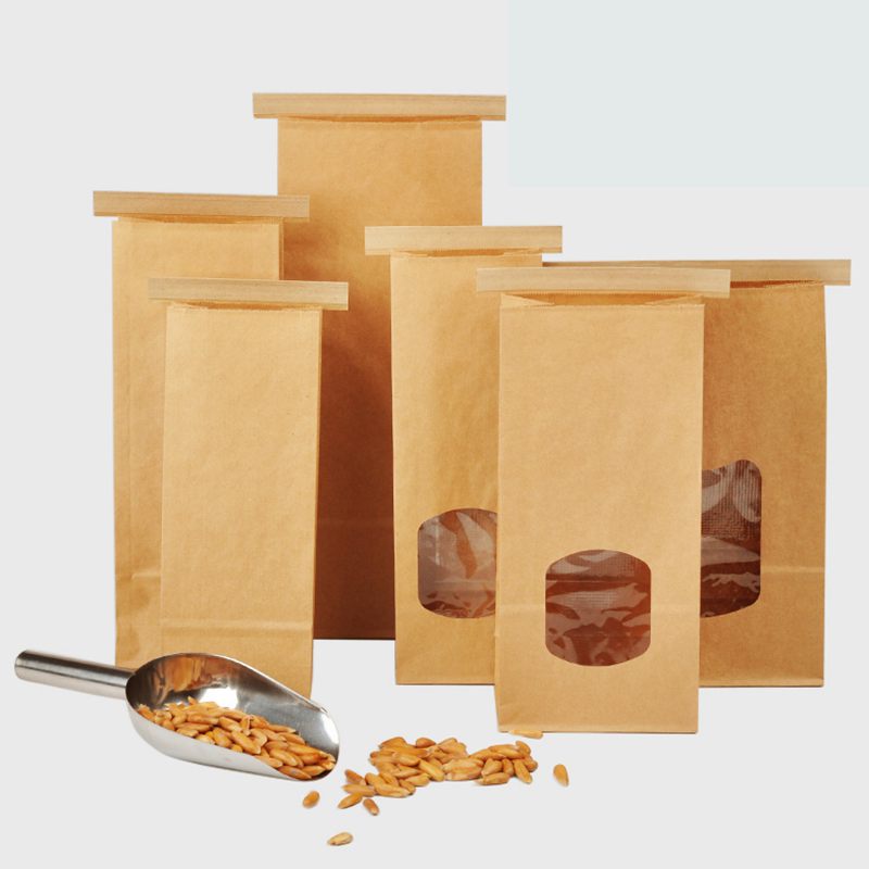 Multifunctional Kraft Paper Bag Ziplock Bag Tea Delivery Convenient Transparent Bag
